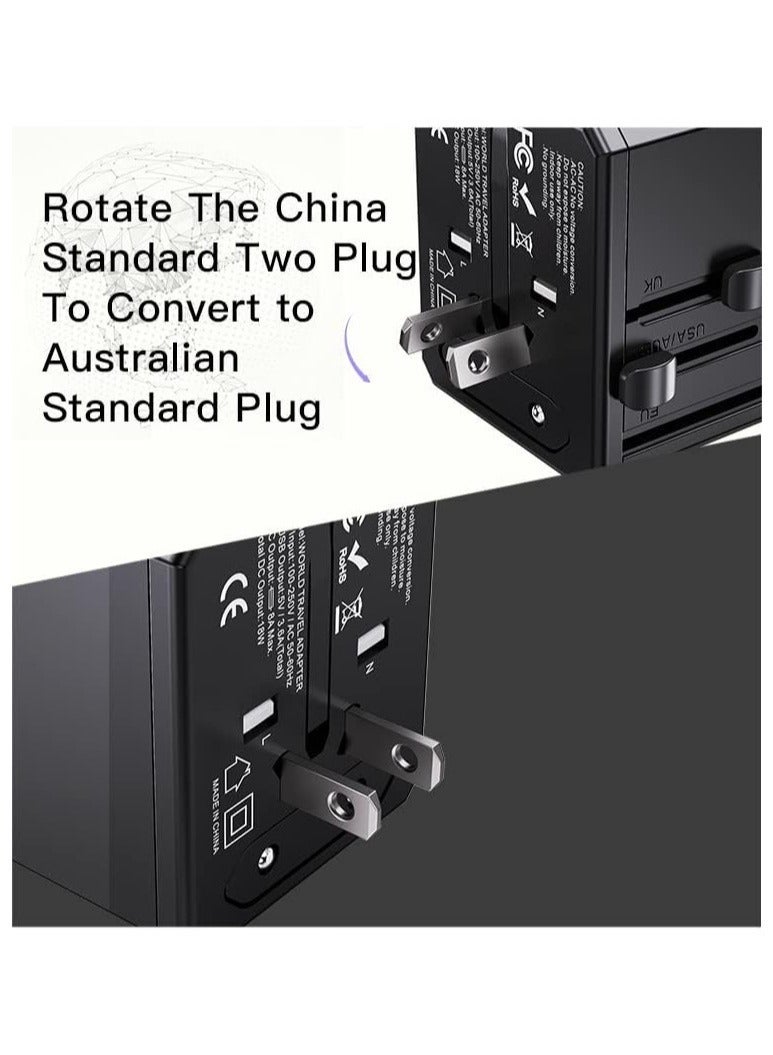Yesido محول سفر عالمي مع 4 منافذ USB فائقة السرعة و 1 مقبس طاقة من نوع C مع مقابس عالمية المملكة المتحدة والاتحاد الأوروبي والولايات المتحدة وأستراليا مع مفتاح تلقائي - Image 5