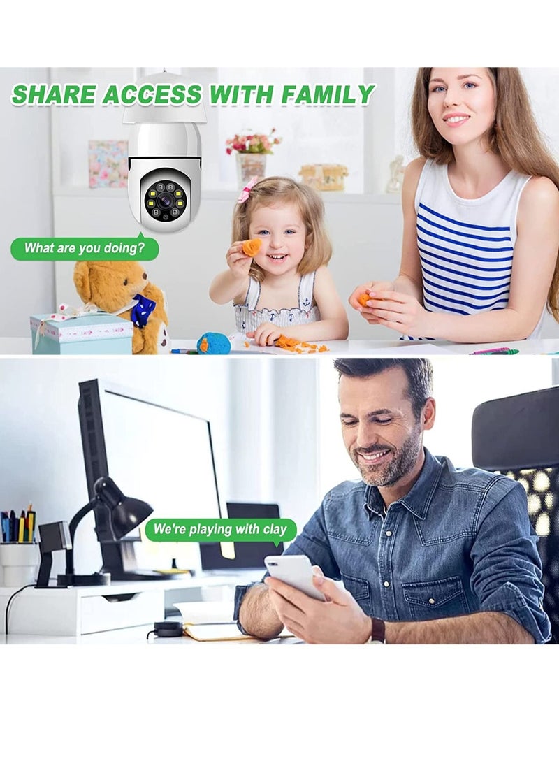 360 Degree Security Cameras Wireless Outdoor, 2.4GHz & 5G WiFi Light Bulb Camera, 1080p Wireless Cameras for Home Security, Indoor Security Camera System, Motion Detection