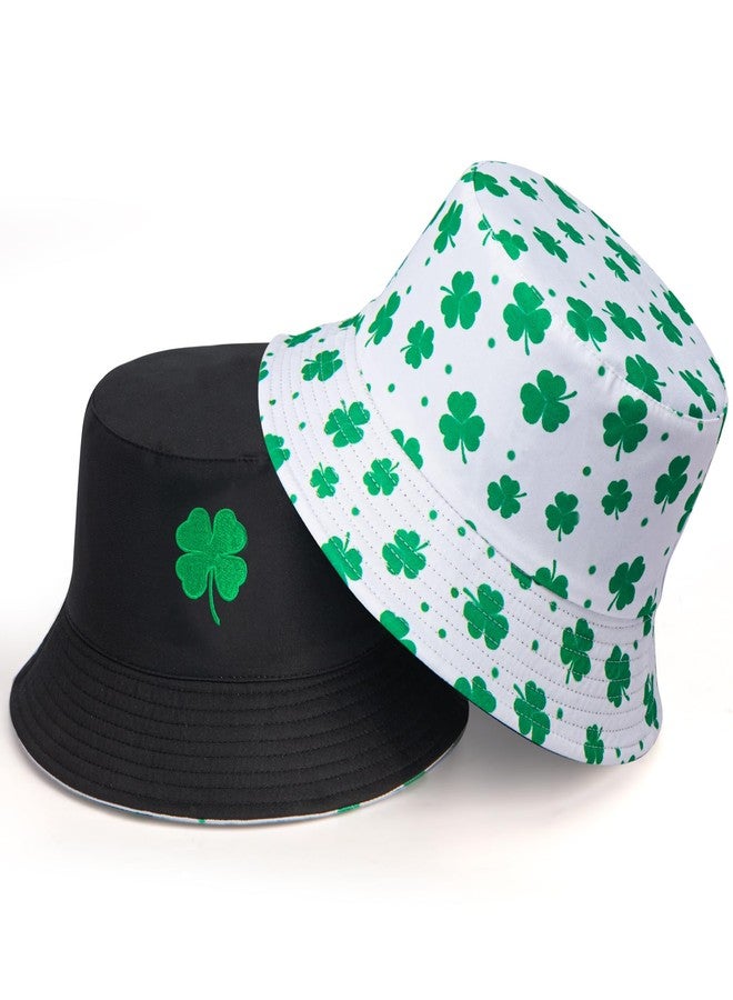 Dultua St Patricks Day Bucket Hat Embroidery Lucky Charm Clover Fisherman Hat Double-Side Outdoor Reversible Cap for Men Women Adults - Image 1