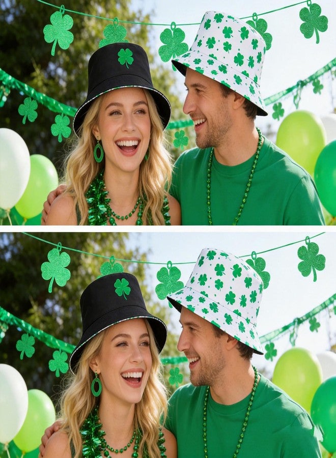 Dultua St Patricks Day Bucket Hat Embroidery Lucky Charm Clover Fisherman Hat Double-Side Outdoor Reversible Cap for Men Women Adults - Image 5