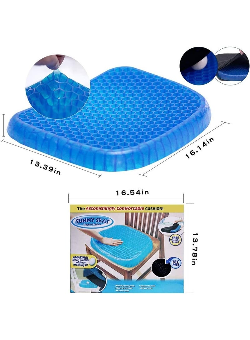 Gel Seat Cushion Orthopedic Honeycomb Design – Breathable Cooling Seat Pad for Pressure Relief, Back & Tailbone Support, Non-Slip Cushion for Office Chair, Car, Wheelchair & Long Sitting Comfort  -Multicolor - Image 2