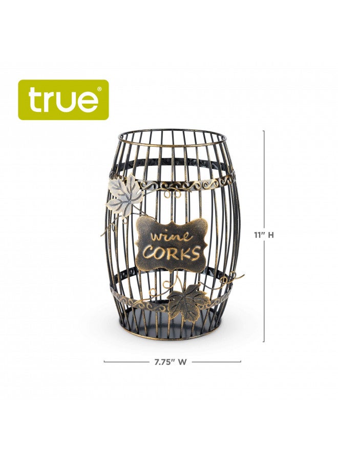True Display Wine Kitchen, Barrel Cage Holder Collector Decorative Vino Cork Storage Box Container Gift, Set of 1, Brown - Image 4