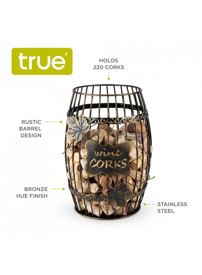 True Display Wine Kitchen, Barrel Cage Holder Collector Decorative Vino Cork Storage Box Container Gift, Set of 1, Brown - Image 3