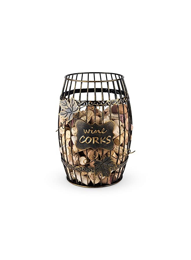 True Display Wine Kitchen, Barrel Cage Holder Collector Decorative Vino Cork Storage Box Container Gift, Set of 1, Brown - Image 1
