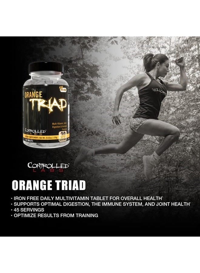 controlled labs Orange Triad Daily Multivitamin, Iron Free Sports Supplement for Workout, Digestion, Immune, and Joints, 45 serv Muscle Building and Recovery Tablets - Image 2