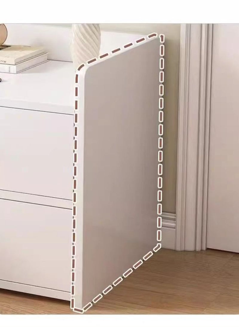  CityRiya-Long طاولة جانبية للسرير، مقاس 60 × 40 × 60 سم، خزانة تخزين جانبية للطاولة الجانبية مع أدراج باللون الأبيض - Image 5