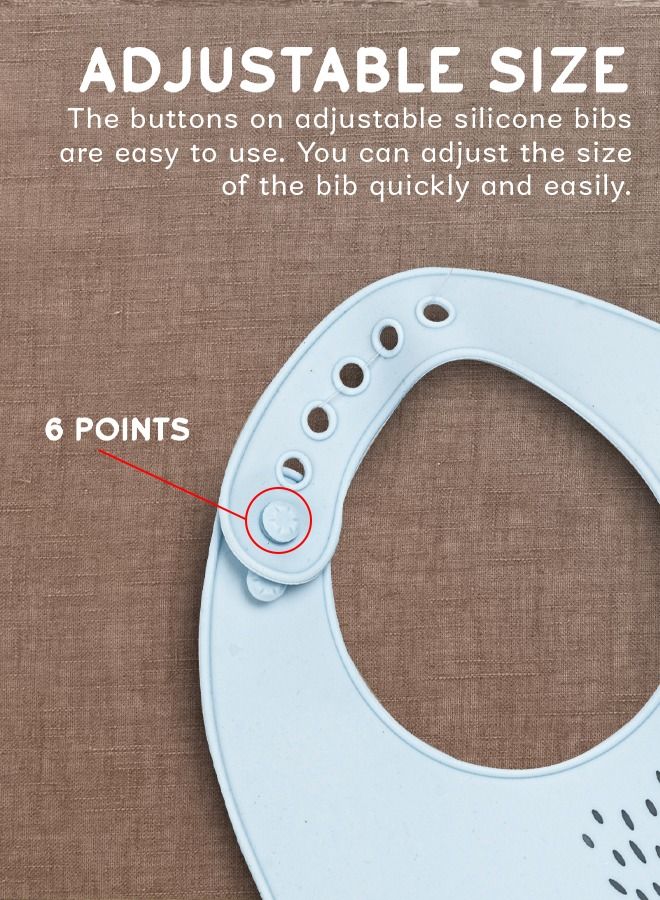 Baybee Baby Silicone Waterproof Bibs for New Born with Pocket & 6 Adjustable Neckline Buttons | Baby Feeding Bib for infants with Reusable, Easy Cleaning Bibs for Boys Girls 6 - 12 months (Blue) - Image 3