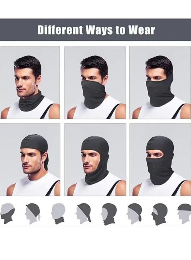 Happy D 2Pcs Balaclava Face Mask UV Protection Ice Silk for Men Women Sun Hood Cycling, Climing, Running (Black+Grey) - Image 5