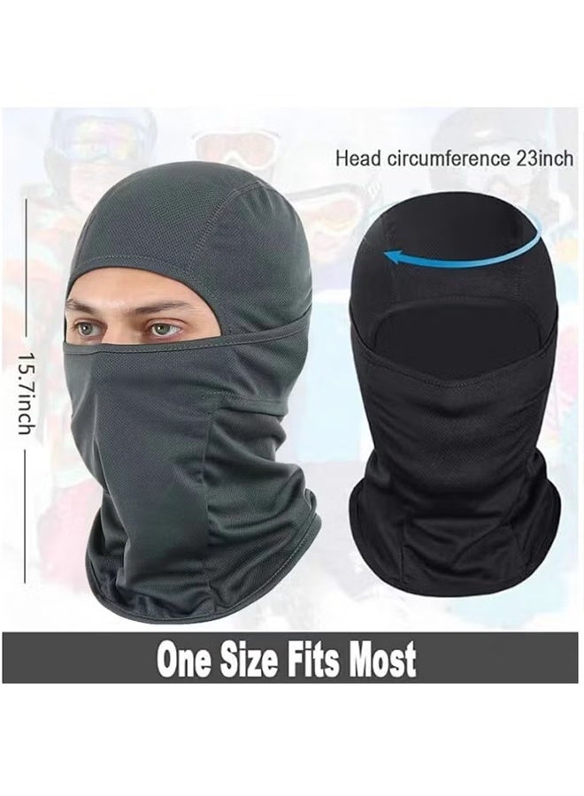 Happy D 2Pcs Balaclava Face Mask UV Protection Ice Silk for Men Women Sun Hood Cycling, Climing, Running (Black+Grey) - Image 4