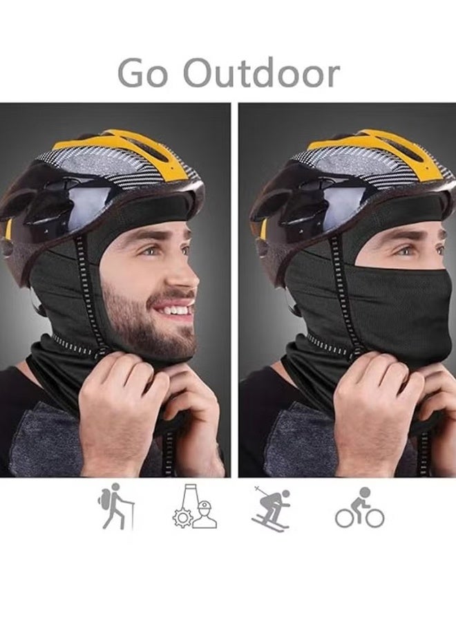 Happy D 2Pcs Balaclava Face Mask UV Protection Ice Silk for Men Women Sun Hood Cycling, Climing, Running (Black+Grey) - Image 3