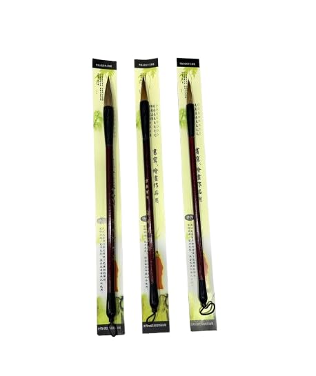 LUOSHI 3pcs Chinese Calligraphy Brush, Writing Drawing Watercolor Ink Brushes Hubi Painting Brushes Set - Image 1