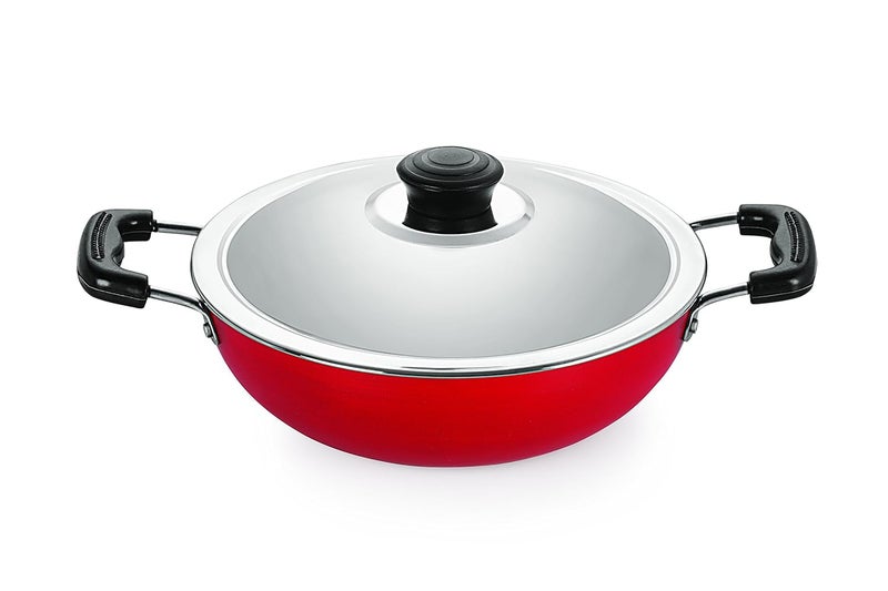 Nirlon Plus Non-Stick Flat Base Kadai with Lid - Image 1