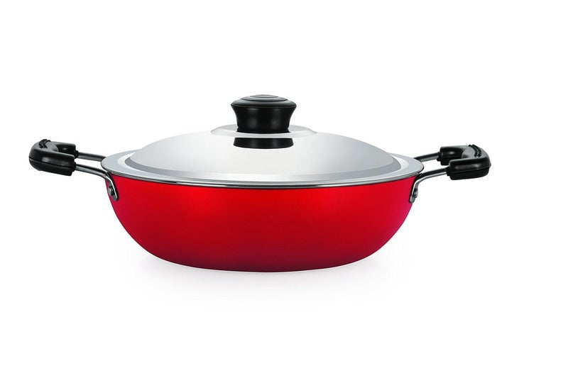 Nirlon Plus Non-Stick Flat Base Kadai with Lid - Image 3