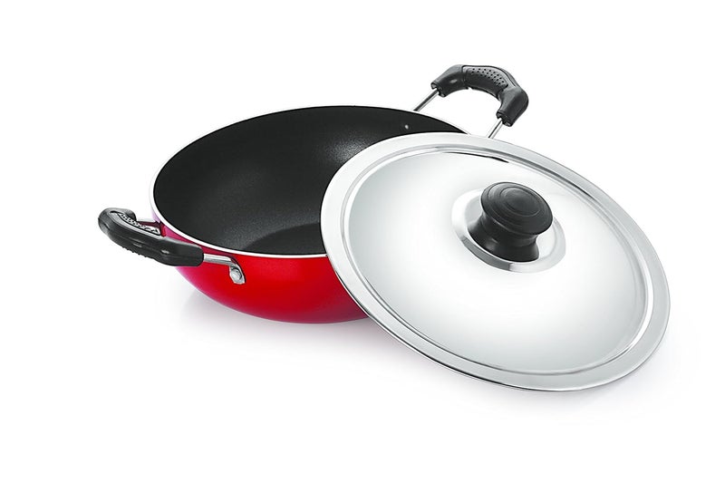 Nirlon Plus Non-Stick Flat Base Kadai with Lid - Image 5