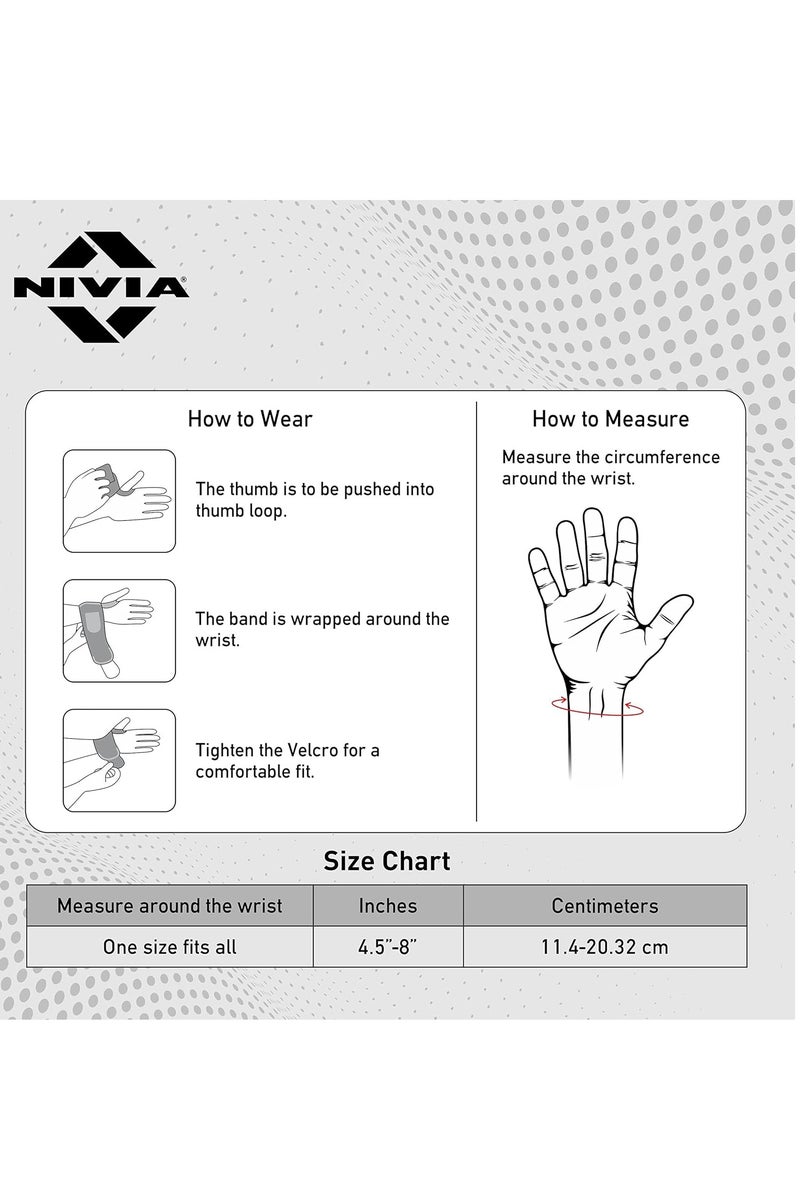 نيفيا دعامة معصم لرفع الأثقال من نيفيا مع حزام حلقي للإبهام للصالة الرياضية واللياقة البدنية/مصنوعة من شريط فيلكرو وشريط مطاطي للرجال والنساء (أسود/رمادي) - Image 3
