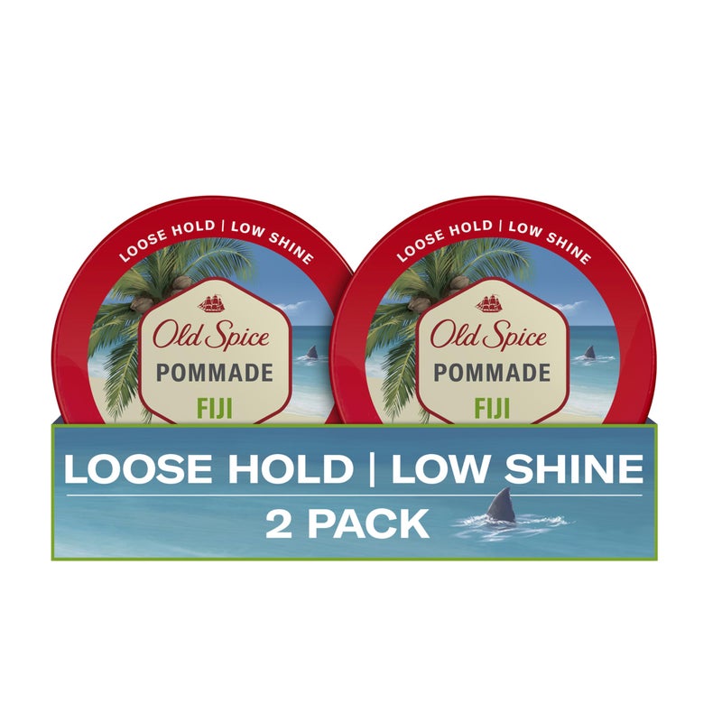 Old Spice Fiji Pomade for Men, Loose Hold, Low Shine, Men's Hair Styling, 2.22 Oz Each, Twin Pack - Image 1