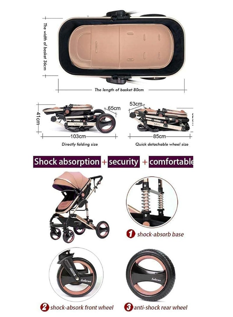 MONOGUE 3 in 1 Infant Baby Stroller with Reversible Seat and Adjustable Canopy - Image 2