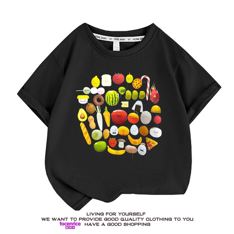 New Cartoon Vegetable And Fruit Printing Children'S Casual Short-Sleeved Summer Game Tide T-Shirt - Image 2