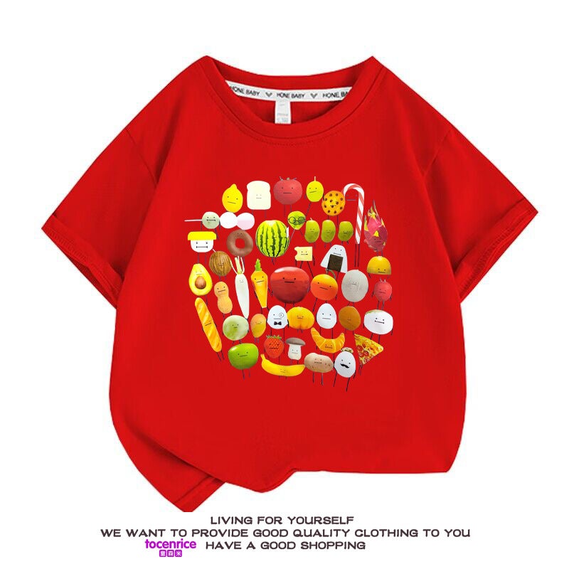 New Cartoon Vegetable And Fruit Printing Children'S Casual Short-Sleeved Summer Game Tide T-Shirt - Image 1