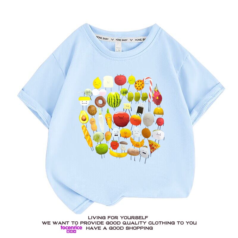 New Cartoon Vegetable And Fruit Printing Children'S Casual Short-Sleeved Summer Game Tide T-Shirt - Image 5