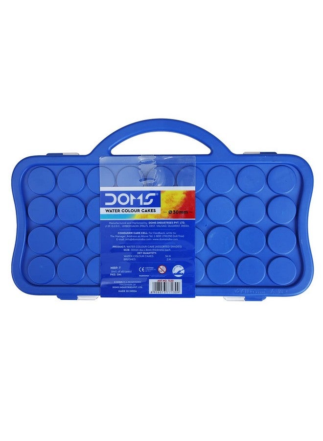 Doms 36 Shades 30mm Water Colour Cakes | Easy To Use Palette Lid | Organic Rich Colour Pigments | Free 2 x Brush Inside | Non-Toxic & Safe For Kids | Pack of 1 - Image 4