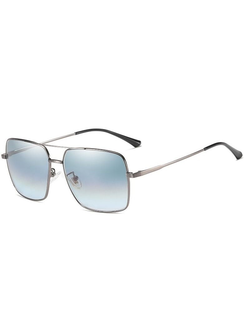 KATELUO Sunglasses Original KATELUO for males Polarized UV400 protection With Full Set Sun Protection Category 3 Suitable for driving car Sky Blue Lense and Silver frame Square style Light Weight For men  - Image 1