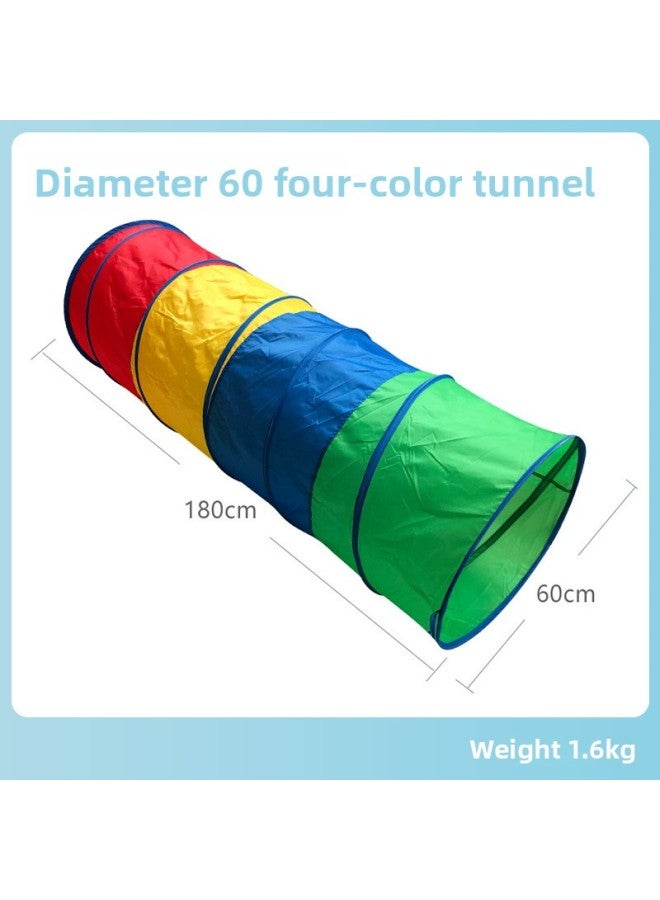 Children's Sunshine Tunnel Crawler Sensor Training Equipment Baby's Indoor Toy Rainbow Caterpillar Drill Hole Tent-Color:Diameter 60 Four-color Tunnel - Image 1