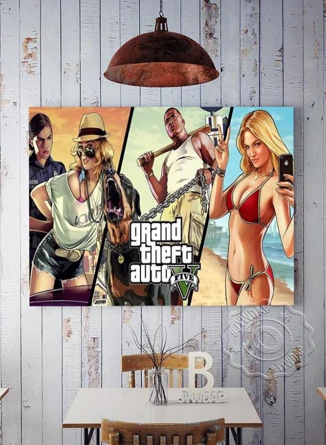 لوحة فنية مطبوعة على قماش قديم من لعبة GTA 5 San Andreas Vice City، صور جدارية لتزيين غرفة المعيشة والمنزل - Image 1
