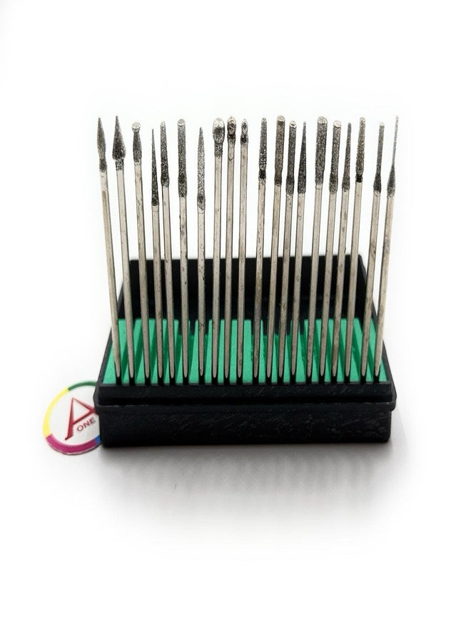 Aone Diamond Coated Bur Bit Set of 20 pieces Mandrel 2.3mm for Grinding, Engraving, Carving & Shaping on Metals, Wax, Plastic, Ceramic, Clay on Dental, Jewellery Making, Model Making, Hobby Crafts DIY - Image 4