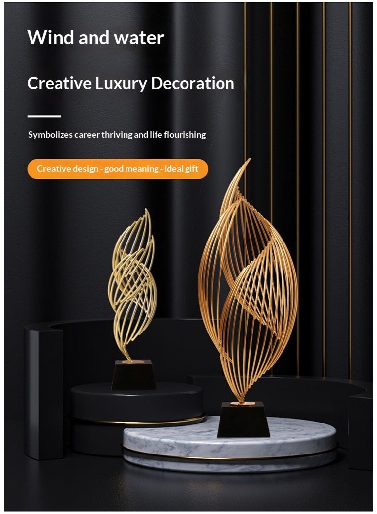 SISGL Gold Home Decorations Metal Personality Abstract Craft Ornaments Unique Handcrafted Metal Desktop Ornament Fashion Light Luxury Simple Elegant Office Desktop Model Room Decorations - Image 2
