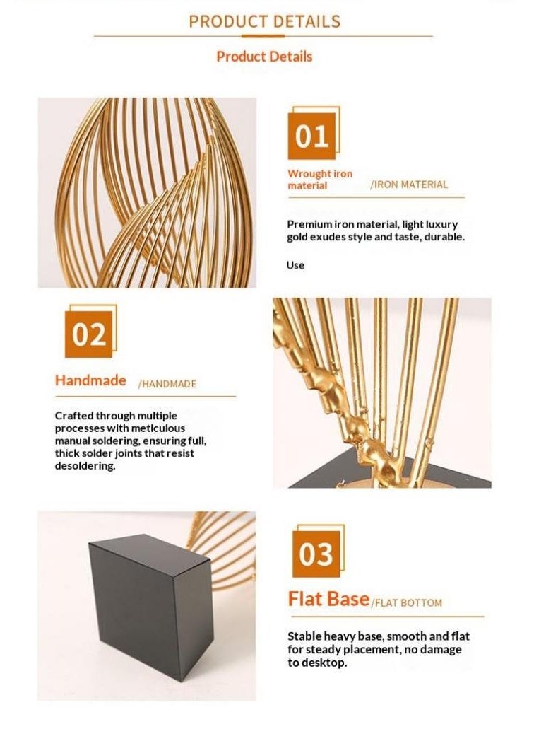 SISGL Gold Home Decorations Metal Personality Abstract Craft Ornaments Unique Handcrafted Metal Desktop Ornament Fashion Light Luxury Simple Elegant Office Desktop Model Room Decorations - Image 4