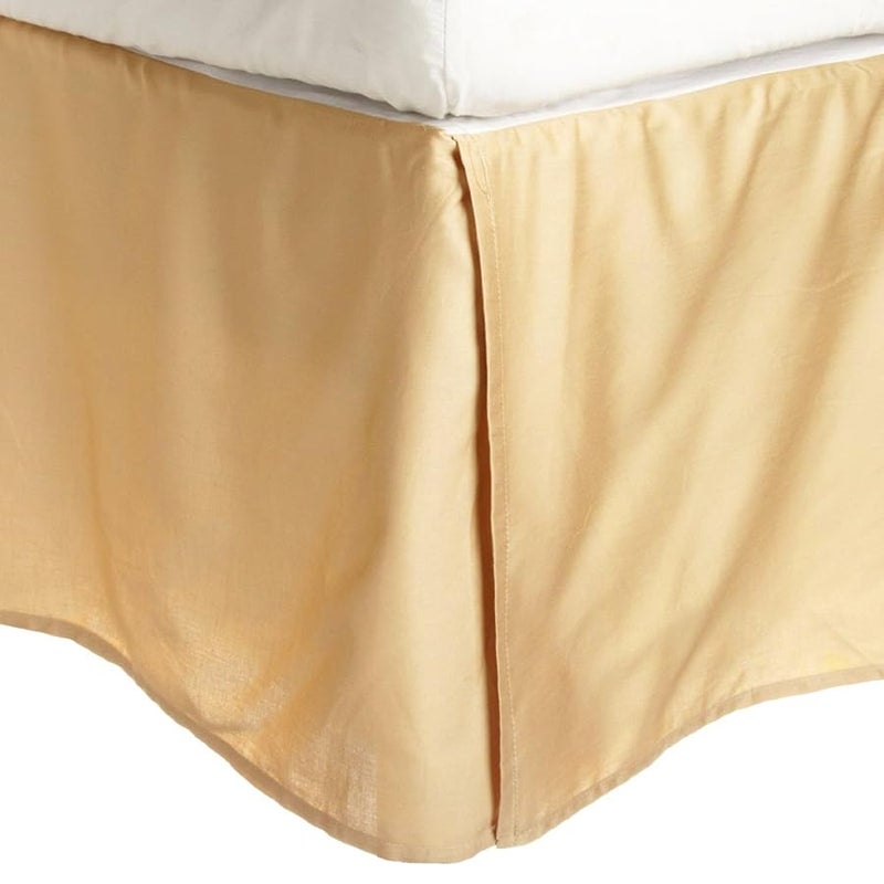Superior Egyptian Cotton 300 Thread Count Bed Skirt Luxury Bedroom Decor Chic Classic Pleated Sides and Split Corners Design Elegant 15 Drop Soft Sateen Weave Bedding Beige Twin