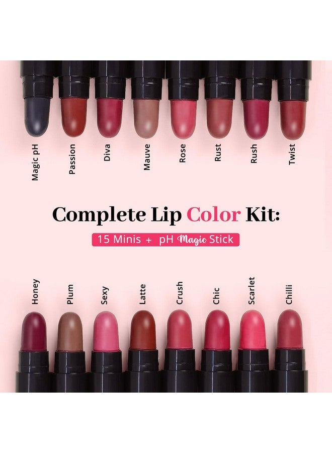 ENN Beauty 16 Shades Mini Velvet Lipstick Kit with 1 pH Magic Stick - Long-Lasting, Travel-Friendly, Infused with Ghee, Vitamins & Natural Oils - Image 4