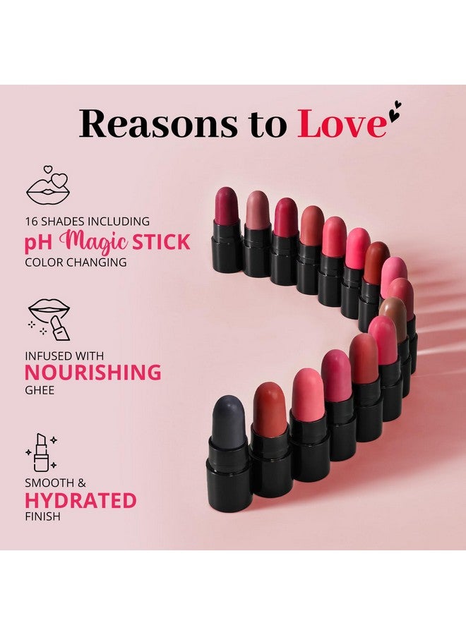ENN Beauty 16 Shades Mini Velvet Lipstick Kit with 1 pH Magic Stick - Long-Lasting, Travel-Friendly, Infused with Ghee, Vitamins & Natural Oils - Image 3