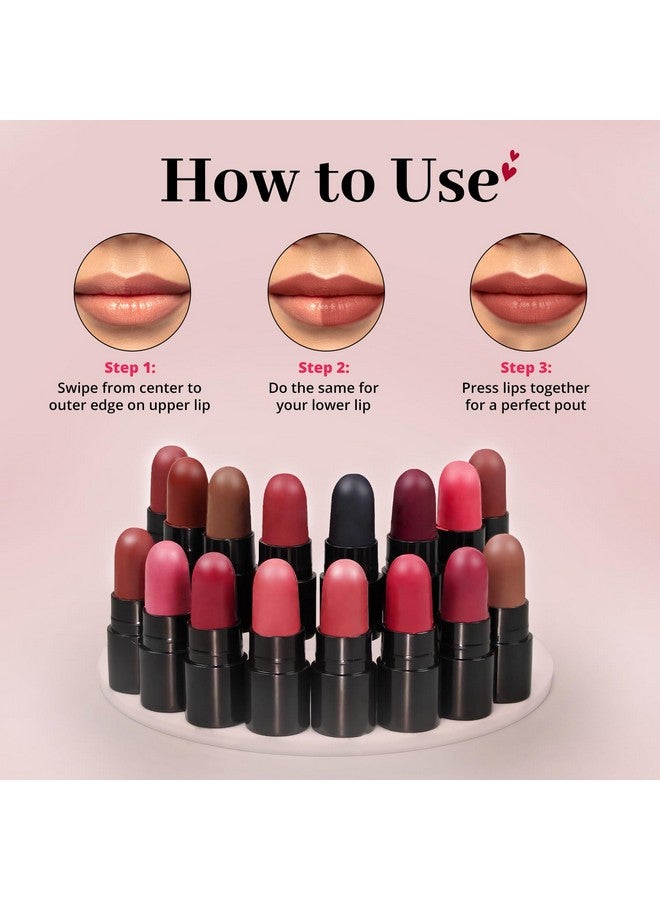 ENN Beauty 16 Shades Mini Velvet Lipstick Kit with 1 pH Magic Stick - Long-Lasting, Travel-Friendly, Infused with Ghee, Vitamins & Natural Oils - Image 5