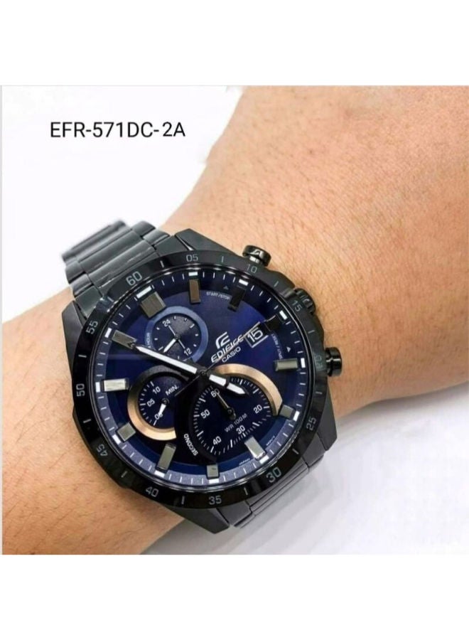 كاسيو ساعة يد كرونوغراف من الفولاذ المقاوم للصدأ من إيديفيس EFR-571DC-2AVUDF - Image 3