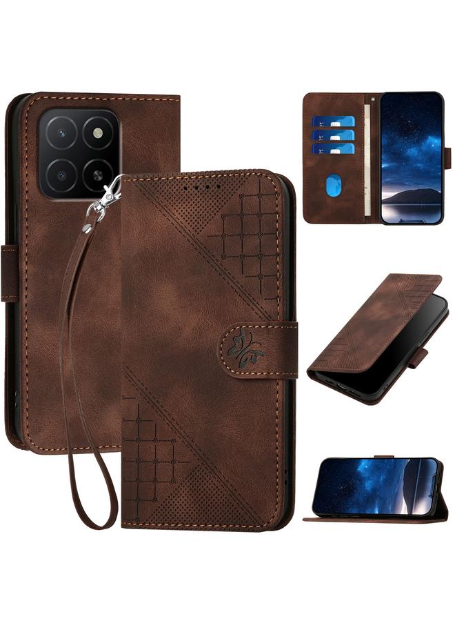 اس-توب جراب هاتف Honor X5b / X5b Plus من الجلد بنقشة الفراشة العالمية مع حبل تعليق - Image 1