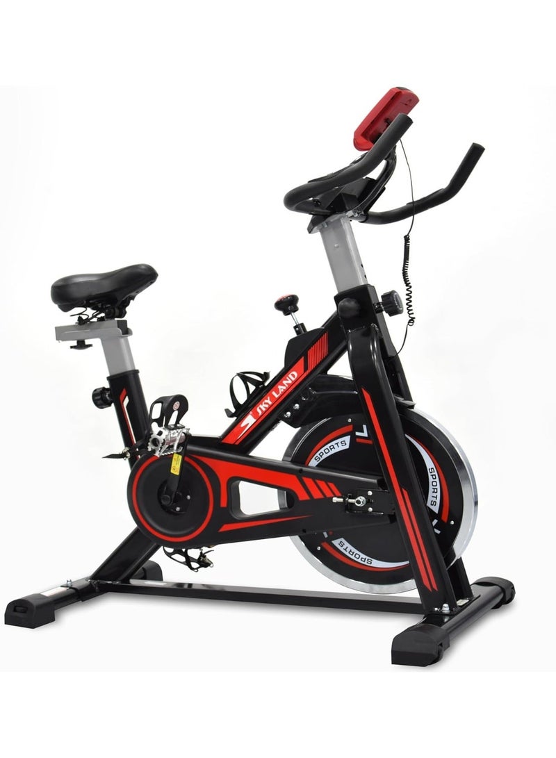 SKY LAND Fitness Exercise Bike/Spin Bike For Home Cardio And Strength Training Workouts With Height Adjustable And Water Bottle Holder, Exercise Bike EM-1561, Red