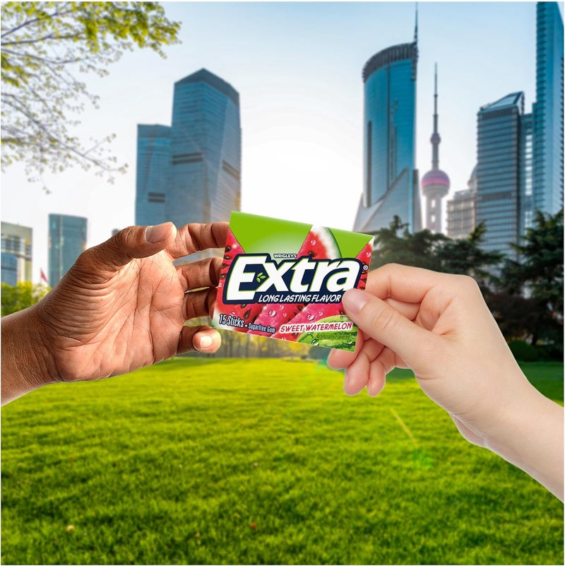 EXTRA Gum Sweet Watermelon Sugarfree, Bulk, Individually Wrapped, Long-Lasting Juicy Watermelon Flavor, Perfect for Fresh Breath at School, Work, and Travel 15 Count, Pack of 10 - Image 4