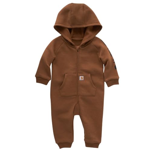 Carhartt Boys Long-Sleeve Zip-Front Hooded Coverall, Carhartt Brown Solid, 12 Months - Image 5