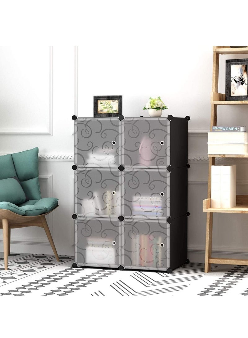 DubaiGallery 6 Cube Double Plastic Modular Storage Closet Organizer Cabinet Shoe Rack Cabinet Cube  - Image 3