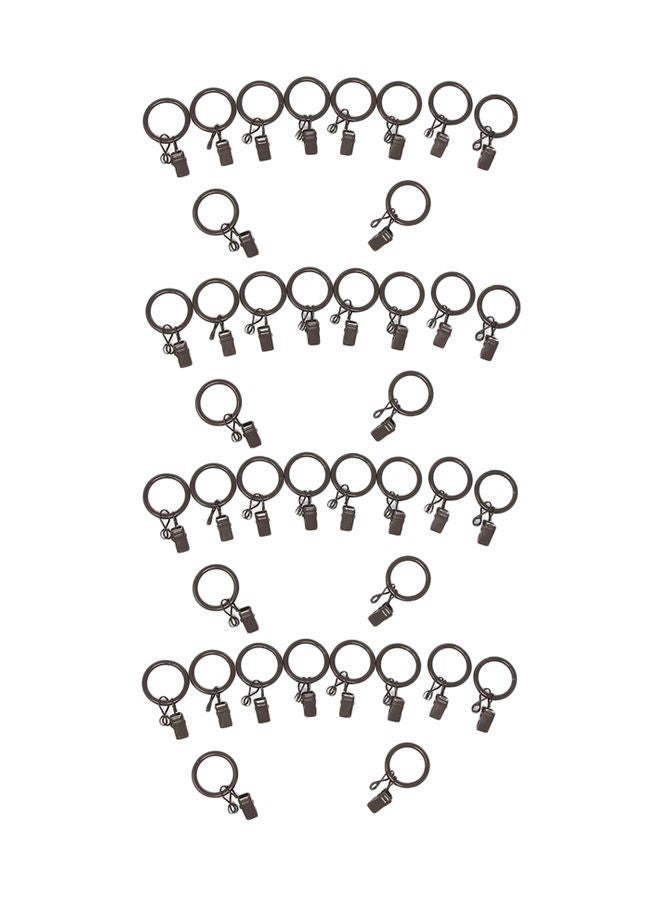 NIBEMINENT 40-Piece Metal Curtain Rings With Clips And Eyelet Grey - Image 1