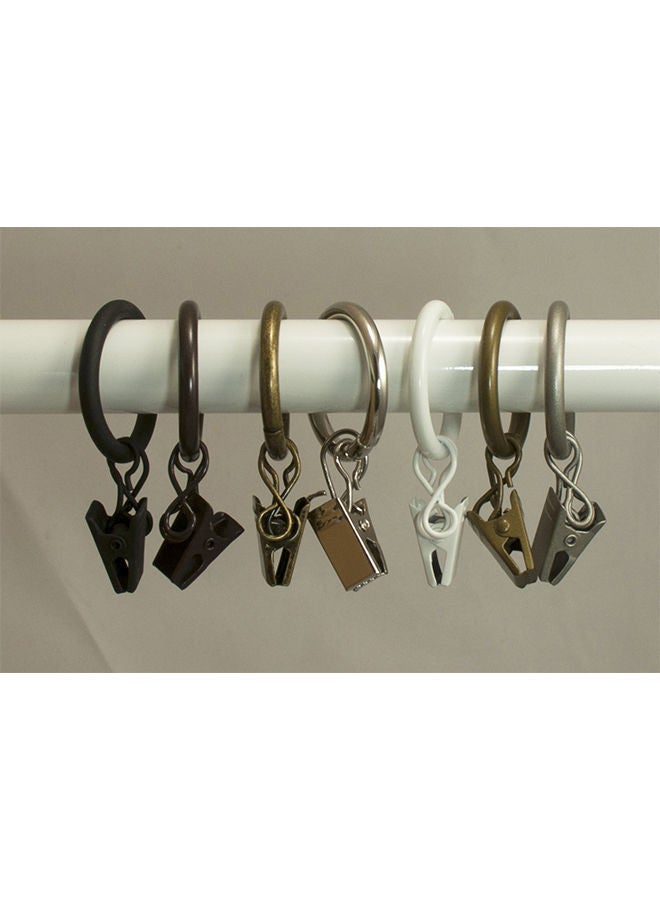 NIBEMINENT 40-Piece Metal Curtain Rings With Clips And Eyelet Grey - Image 2