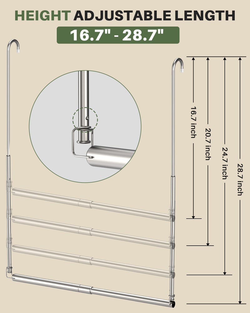 Tiemlet Hanging Closet Rod, 2 Pack Adjustable Height & Width Closet Rods for Hanging Clothes-Closet Extender Hanging Rod Space-Maximizing Design Suitable for Hanging and Drying Clothes, Silver - Image 3