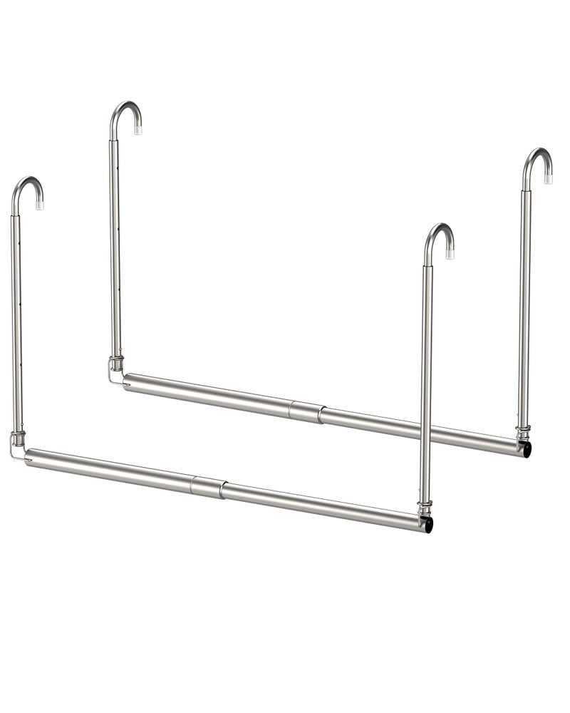 Tiemlet Hanging Closet Rod, 2 Pack Adjustable Height & Width Closet Rods for Hanging Clothes-Closet Extender Hanging Rod Space-Maximizing Design Suitable for Hanging and Drying Clothes, Silver - Image 1