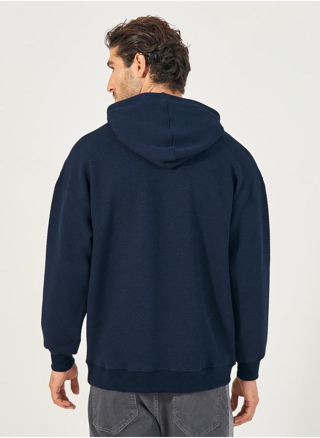Styli - Waffle Textured Quilted Boxy Fit Hoodie with Kangaroo Pocket - Image 1