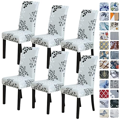 SPRINGRICO Chair Covers for Dining Room 6 Pack, Stretch Dining Chair Cover, Washable Spandex Kitchen Parsons Chair Slipcovers, Removable Seat Protector for Home or Party (Set of 6, Byron Palm) - Image 1