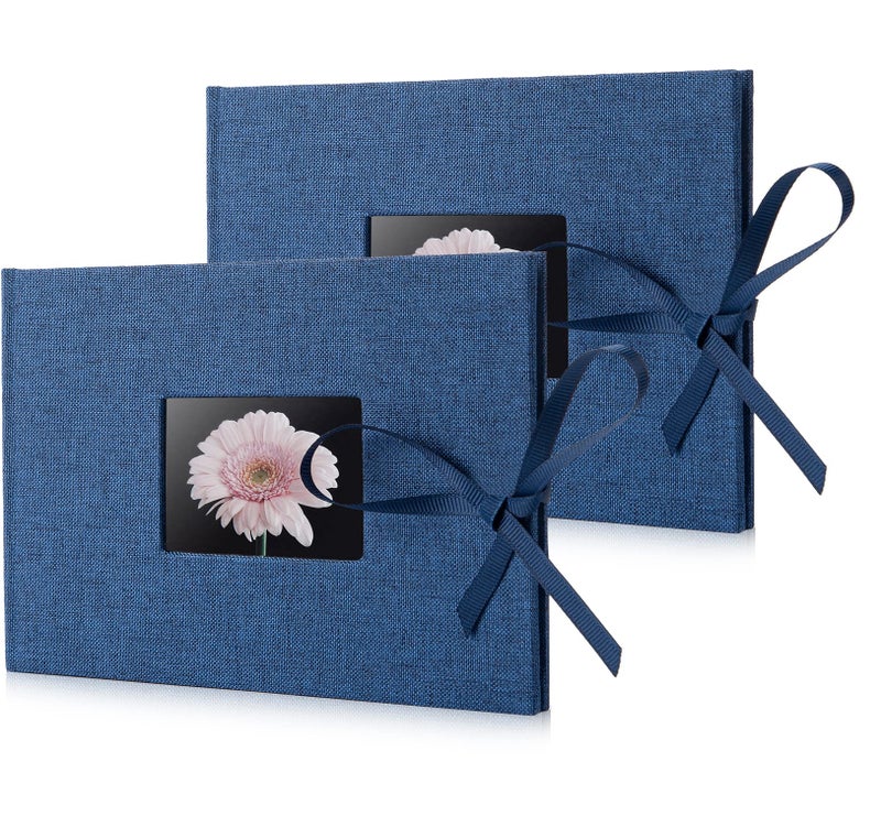 Fabmaker 2 Pack Small Photo Album 4x6  Fabmaker Each Picture Album Holds 24 Horizontal Photos  Linen Cover Picture Photo Book with Front Window  Mini Brag Books for 4x6 Pictures  Artwork or Postcards Storage - Image 1