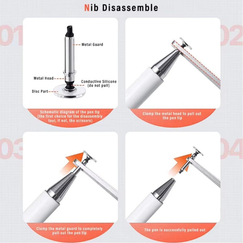 GadgetBite قلم ستايلس للأجهزة اللوحية بنظام أندرويد وجميع أجهزة اللمس iOS قلم ذكي عالمي بسيراميك دقيق خفيف الوزن مع جسم معدني وغطاء مغناطيسي للهاتف المحمول آيباد تاب - أبيض - Image 3