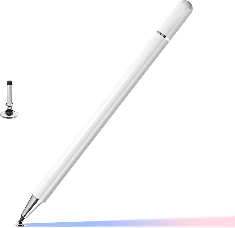 GadgetBite قلم ستايلس للأجهزة اللوحية بنظام أندرويد وجميع أجهزة اللمس iOS قلم ذكي عالمي بسيراميك دقيق خفيف الوزن مع جسم معدني وغطاء مغناطيسي للهاتف المحمول آيباد تاب - أبيض - Image 1